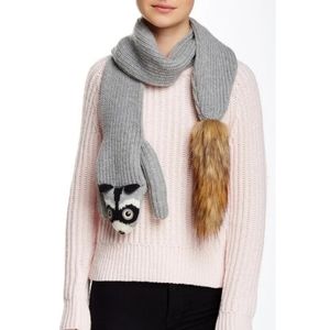 Kate Spade New York Night Creature Raccoon Scarf Knit Grey